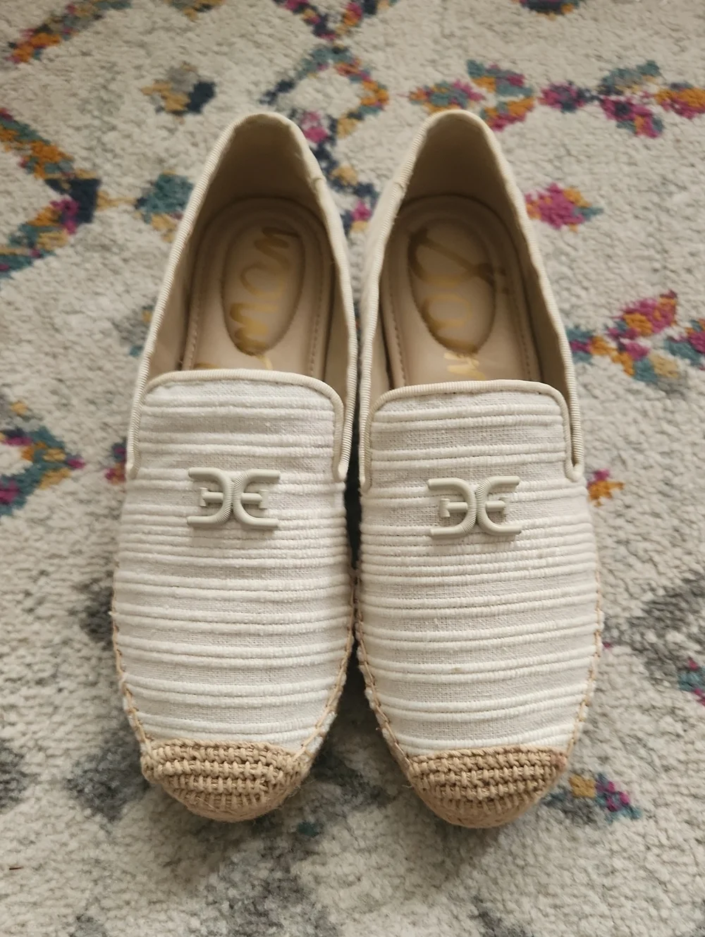 Sam Edelman Off-White Espadrille Slip-On Flats